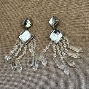 Balmain Clear Crystal Drop Chandelier Earrings